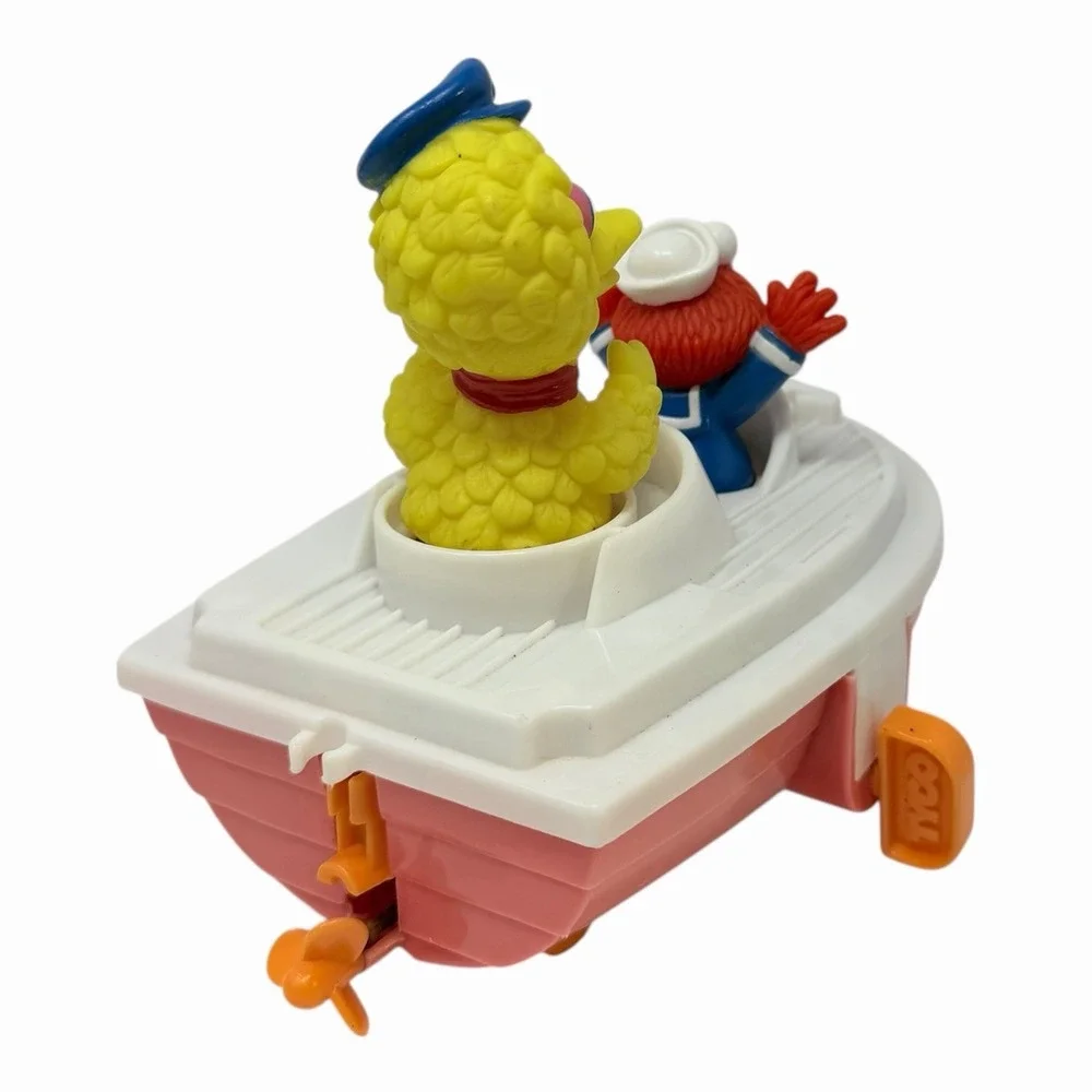 VTG Sesame Street BIG BIRD & ELMO Wind Up Boat Tyco 1995 Jim Hensen, NOT WORKING